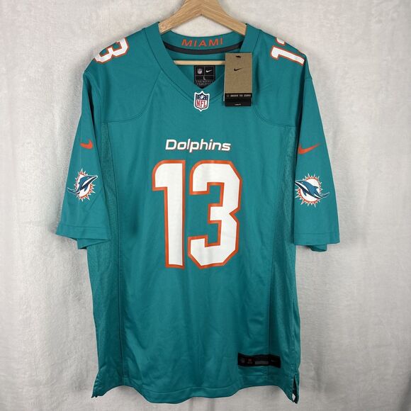 Nike Engineered Miami Dolphins Dan Marino #13 Jersey Aqua Teal Size Large NWT - Picture 1 of 7
